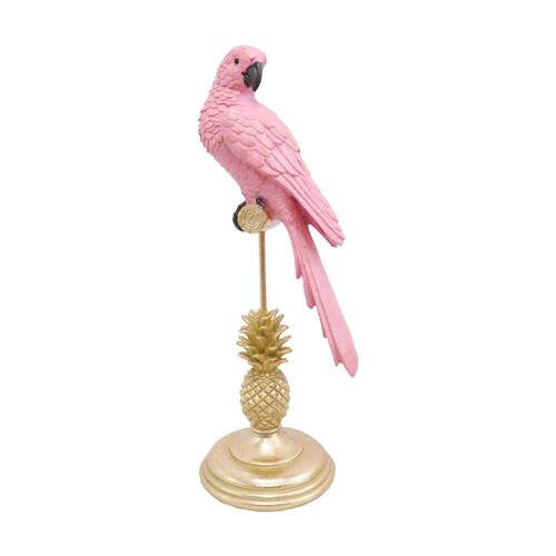 LVD Pink Gold Base King Parrot Sunkist Resin Sculpture 40.5x15.5x13.8