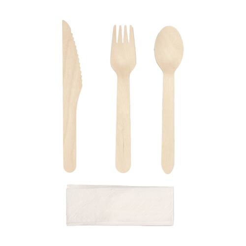 48x 10pc Partyware Wooden Cutlery and Four Piece Naxin Set Tableware