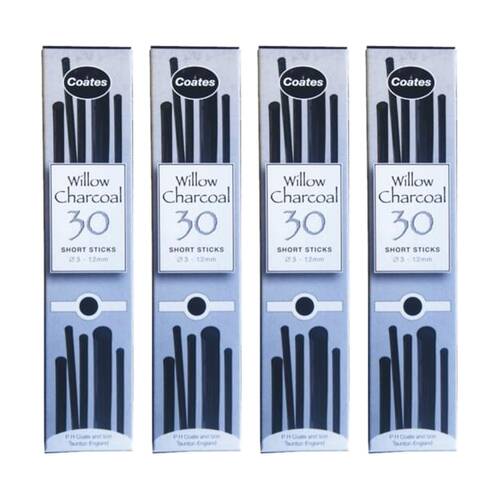 4x 30pc Coates Willow Art & Craft Artist/Student Drawing Charcoal 3-12mm