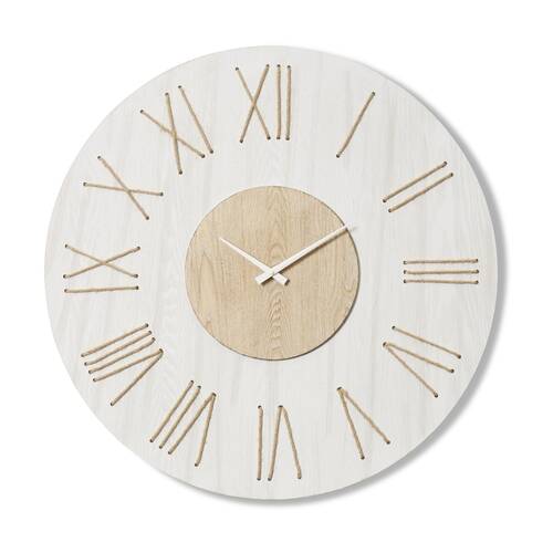 E Style Camden Wall Clock Minimalist Home Decor White/Natural 68x5x68cm