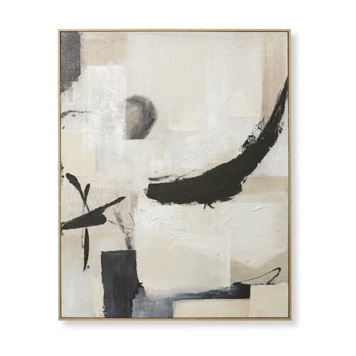 E Style Hana Hand Painted Wall Art Canvas Painting Decor Cream Black 150x120x5cm