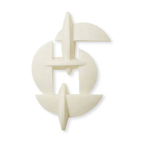 E Style Cebo Resin Wall Sculpture Contemporary Decor White 54x10x81cm