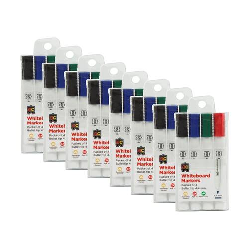 8x 4pc Educational Colours Whiteboard Thick Coloured Marker 4.4mm 3y+ Assorted