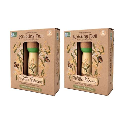 2PK Koala Dream Kids 5y+ Australian Flora Knitting Doll Wattle Blooms Craft Kit