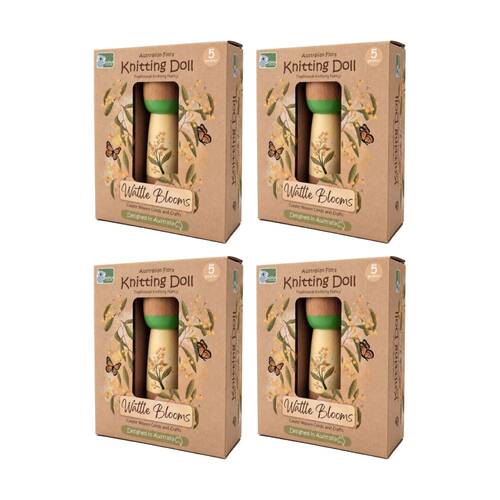 4PK Koala Dream Kids 5y+ Australian Flora Knitting Doll Wattle Blooms Craft Kit