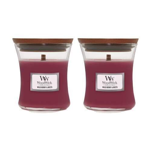 2PK WoodWick Wild Berry/Beets Scented Soy Wax Candle Crackling Wooden Wick Mini