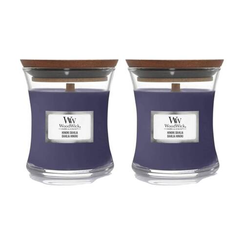 2PK WoodWick Hinoki Dahlia Scented Soy Wax Candle Crackling Wick Mini