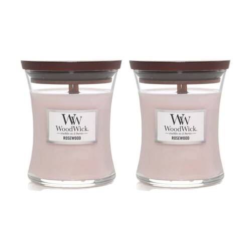 2PK WoodWick Rosewood Scented Soy Wax Candle Crackling Wick Warm Woody Mini