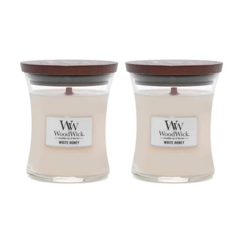 2PK WoodWick White Honey Scented Soy Wax Candle Crackling Wick Orange Mini