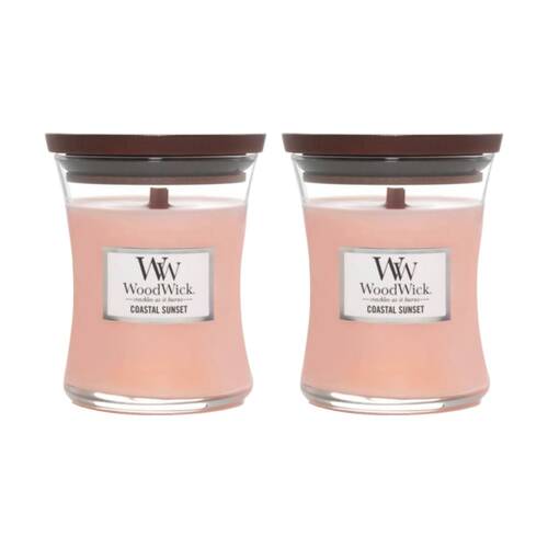 2PK WoodWick Coastal Sunset Scented Soy Wax Candle Crackling Wick Tropical Mini
