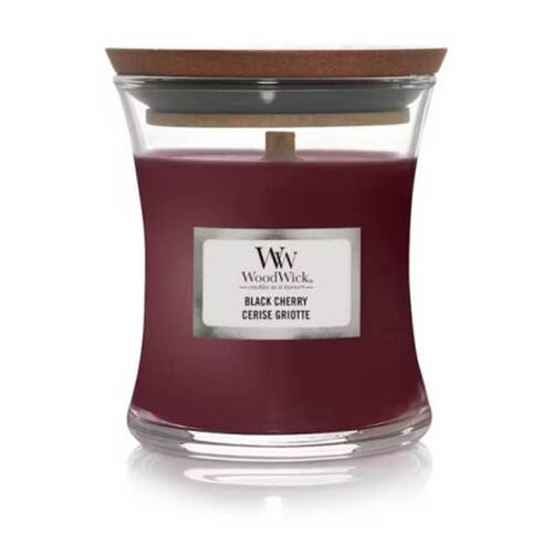 WoodWick Black Cherry Scented Soy Wax Candle Crackling Wick Sweet Fruity Mini