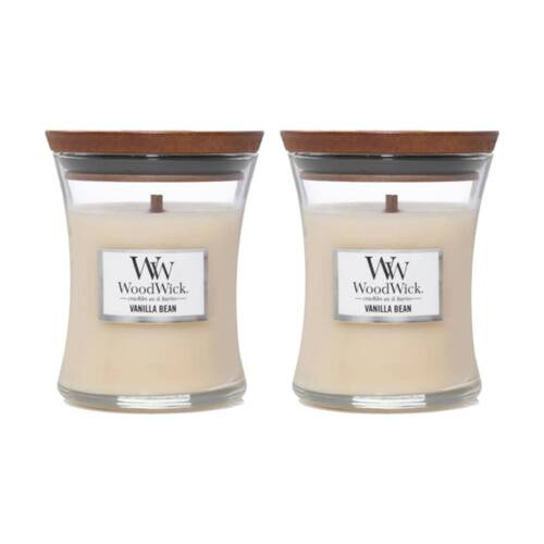 2PK WoodWick Vanilla Bean Scented Soy Candle Crackling Wick Sweet Gourmand Mini
