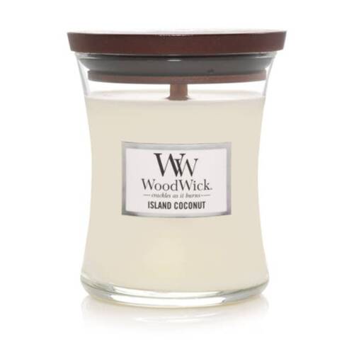 WoodWick Island Coconut Scented Soy Wax Candle Crackling Wick Tropical Mini