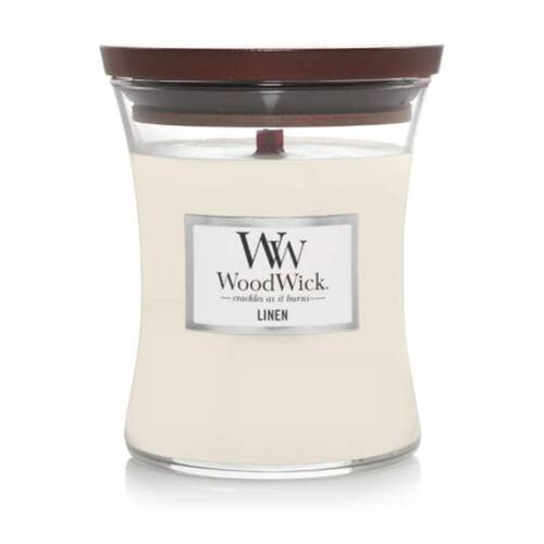 WoodWick Linen?Scented Soy Wax Candle Crackling Wick Fresh Clean Mini