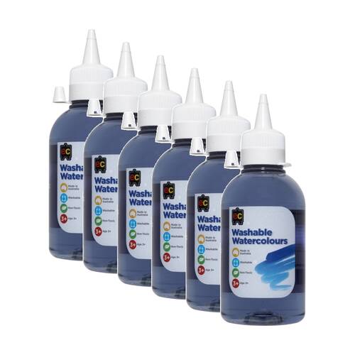 6PK Educational Colours Washable Watercolour Student Paint Grey 250ml 3y+