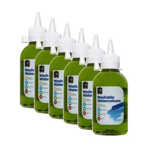 6PK Educational Colours Washable Watercolour Student Paint Lime 250ml 3y+