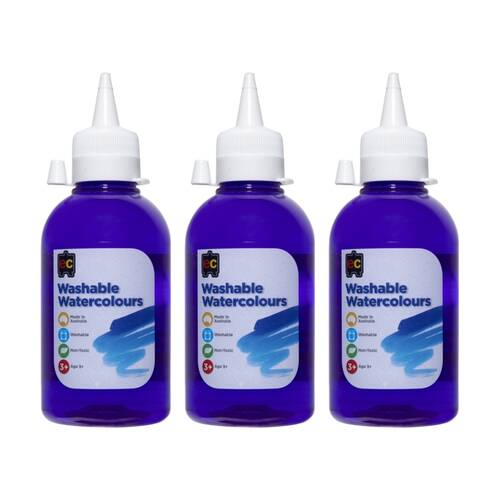 3PK Educational Colours Washable Watercolour Student Paint Magenta 250ml 3y+
