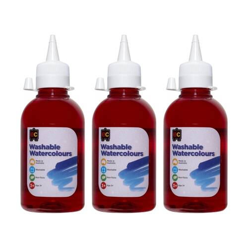 3PK Educational Colours Washable Watercolour Student Paint Orange 250ml 3y+