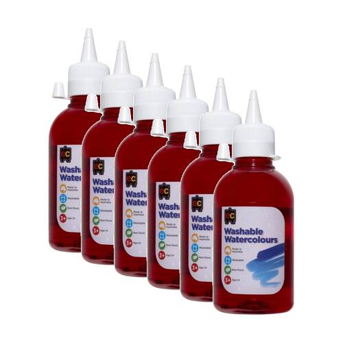 6PK Educational Colours Washable Watercolour Student Paint Orange 250ml 3y+