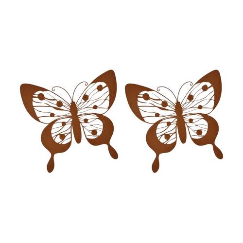 2PK Bronrob Rustic Metal Butterfly Outdoor Garden Wall Art Decor 38x37cm