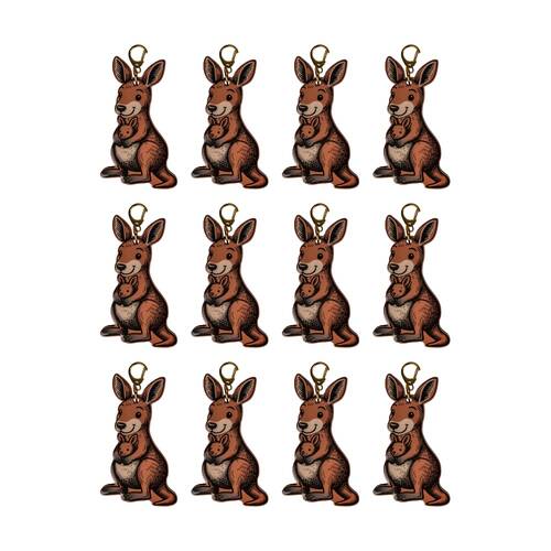 12PK MDI Bottle Opener Keychain Cartoon Kangaroo Australian Souvenir Multicolour