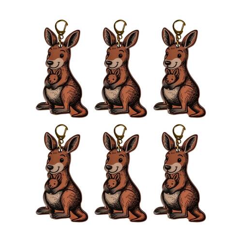 6PK MDI Bottle Opener Keychain Cartoon Kangaroo Australian Souvenir Multicolour