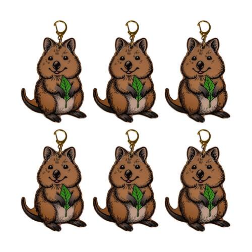 6PK MDI Bottle Opener Keychain Cartoon Quokka Australian Souvenir Multicolour