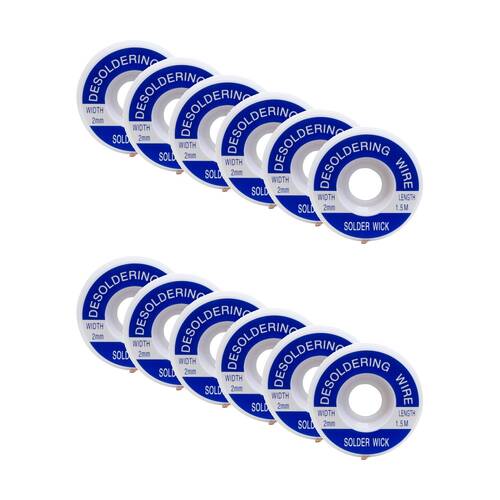 12PK Doss 2mm X1.5M Desoldering Wire Pure Copper Braid Contruction Solder Wick