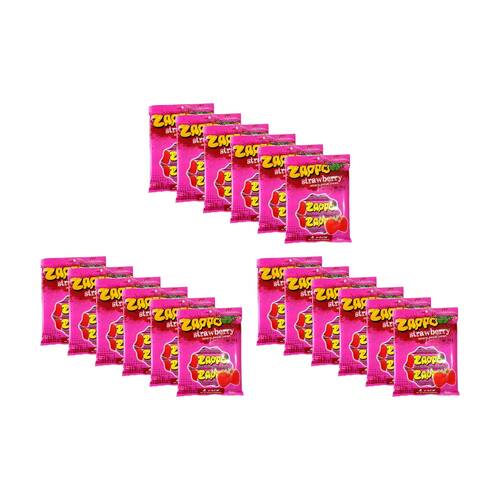 18x 4pc Zappo Strawberry Fruit Flavour Chewy Sour Lollies/Gummies