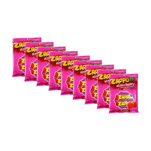 9x 4pc Zappo Strawberry Fruit Flavour Chewy Sour Lollies/Gummies
