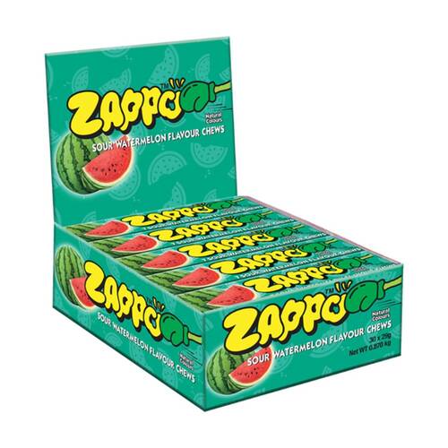 30PK Zappo Sour Watermelon 29g Fruit Flavour Chewy Lollies/Gummies