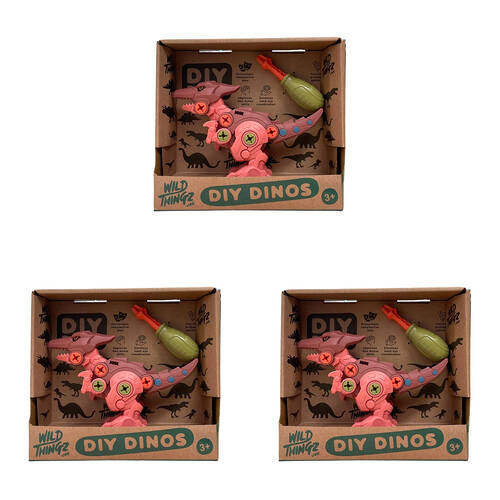 3PK Johnco Wild Thingz DIY Dino Pterosaur Childrens Playset 3Y+