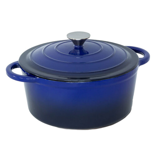 Healthy Choice Enamelled Cast Iron Casserole Dish Dark Blue 26cm