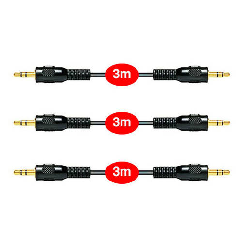 3pc 3m Aux Gold Plated Cable 3.5mm Male To Male