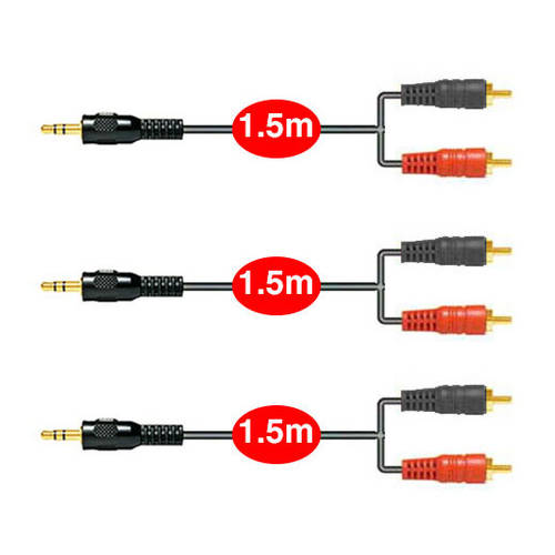 3x Audio 3.5mm Stereo to 2 RCA Cable