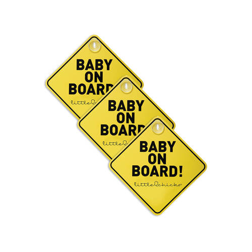 3PK Little Chicks Baby on Board Safety Car Window Sign w/ Suction Cup Yellow