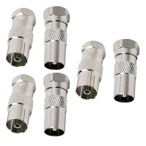 6pc F-Type Male to Coax Female Socket/F Male to PAL M TV Antenna Adapter
