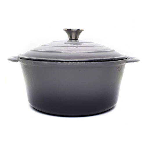 Classica Enammeled Round Cast Iron Casserole w/ Lid and Handles 26cm/5.5L Grey