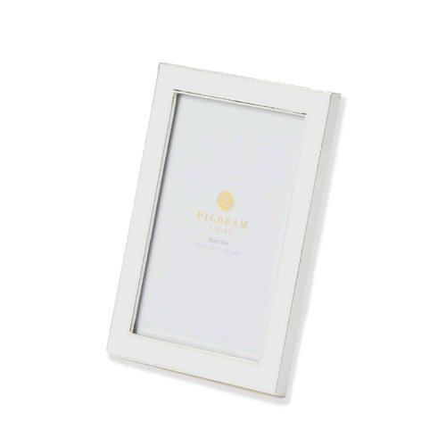 Pilbeam Living Tiffany Metal 4x6" Photo Frame - White/Silver