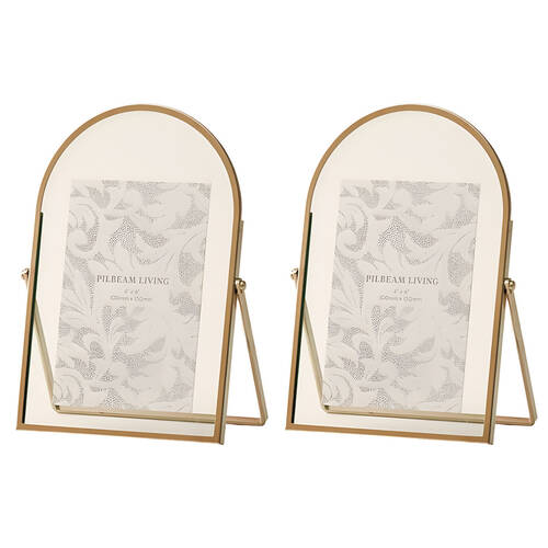 2PK Pilbeam Living Akira 4x6" Photo Frame Home Table Decor Portrait Silver 23cm