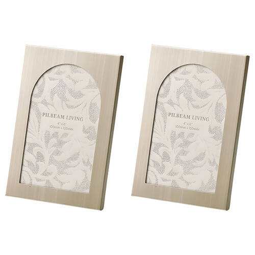 2PK Pilbeam Living Agni 4x6" Photo Frame Standing Tabletop Decor Silver 17.5cm