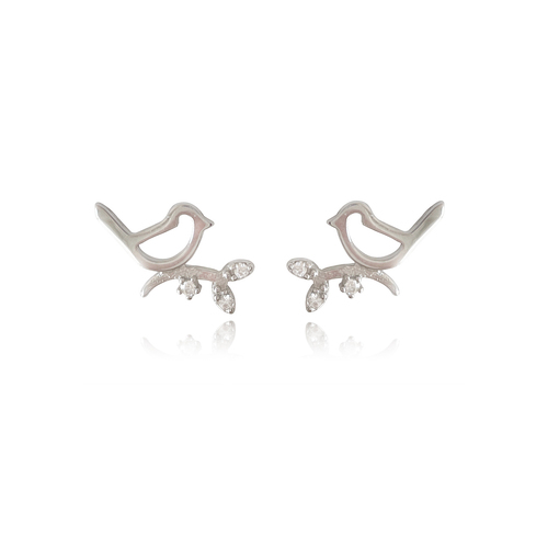 Culturesse 12mm Little Birdy Dainty Stud Earrings - Silver