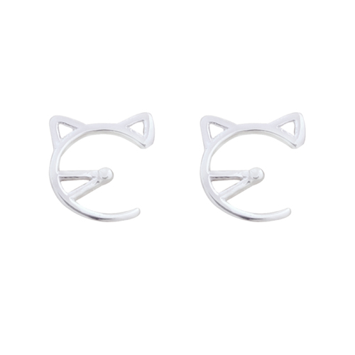 Culturesse 10mm Little Kittie Stud Earrings - Silver