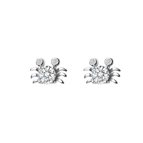 Culturesse 12mm Cindy The Crab Stud Earrings - Silver