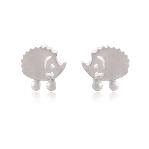 Culturesse 10mm Little Hedgehog Dainty Stud Stud Earrings - Silver