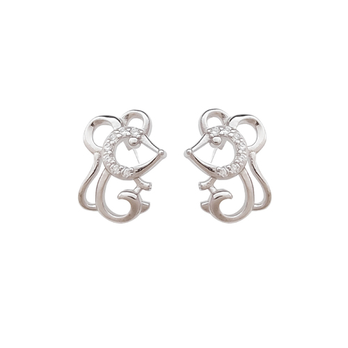 Culturesse 12mm Millie The Mouse Stud Earrings - Silver