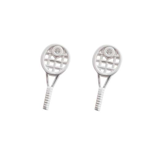 Culturesse 12mm Little Tennis Player Stud Earrings - Silver