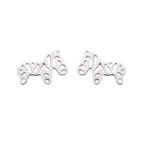 Culturesse 10mm Little Zara The Zebra Stud Earrings - Silver