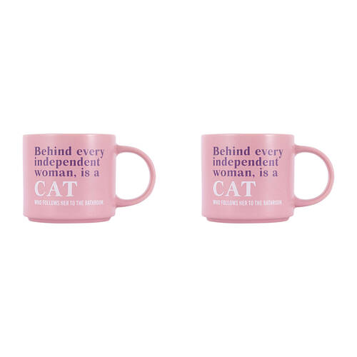 2PK Splosh Cheeky Cat Ceramic Coffee/Tea Mug 9x13.5cm - Pink