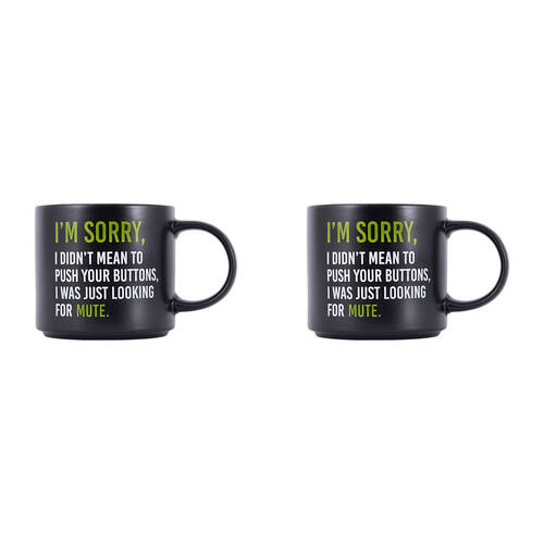2PK Splosh Cheeky Sorry Ceramic Coffee/Tea Mug 9x13.5cm - Black